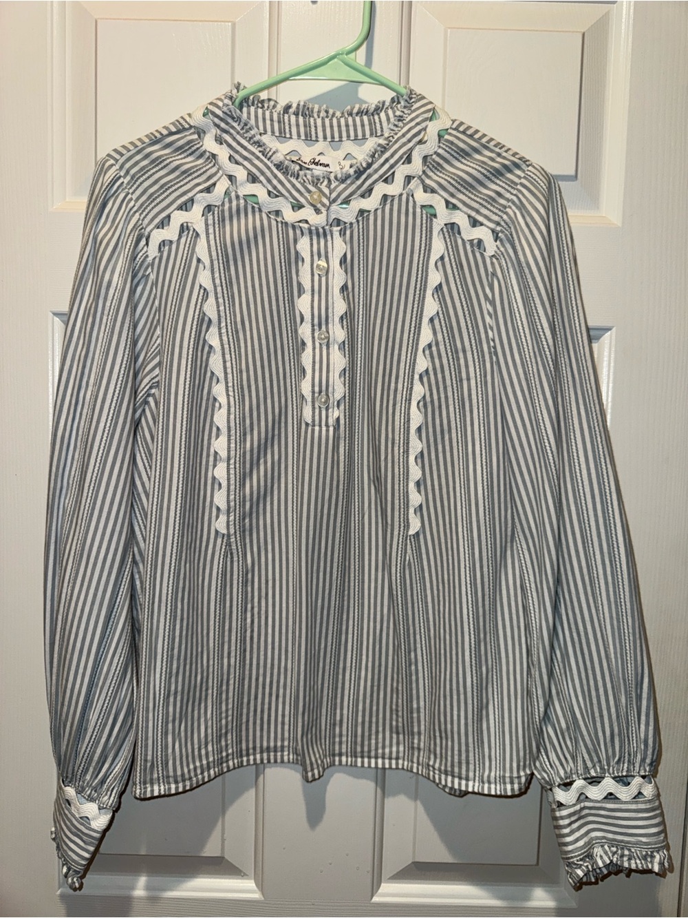 Sam Edelman Vida Stripe Scalloped Top. Size Large